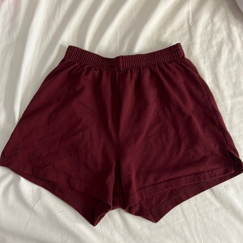 Maroon form fitting SOFFE shorts. Size small. Barley worn.